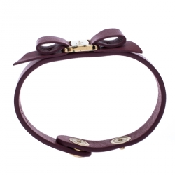 Salvatore Ferragamo Vara Bow Purple Leather Gold Tone Bracelet