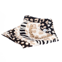 Pre Owned Salvatore Ferragamo Brown Multi Animal Print Gancini Silk Scarf 