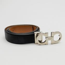 Pre Owned Salvatore Ferragamo Black Leather Belt