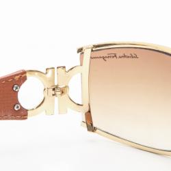 Pre Owned Salvatore Ferragamo Brown Leather Sunglasses