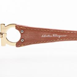 Pre Owned Salvatore Ferragamo Brown Leather Sunglasses