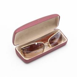 Pre Owned Salvatore Ferragamo Brown Leather Sunglasses