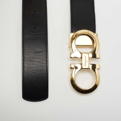 Salvatore Ferragamo Black/Brown Leather Reversible Gancini Buckle Belt Size 90CM