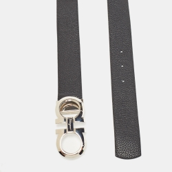 Pre Owned Salvatore Ferragamo Navy Blue/Black Leather Gancini Cut to Size Belt