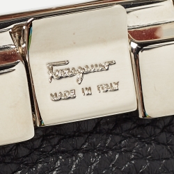 Pre Owned Salvatore Ferragamo Navy Blue/Black Leather Gancini Cut to Size Belt