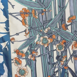 Pre Owned Salvatore Ferragamo Blue Printed Silk Scarf 