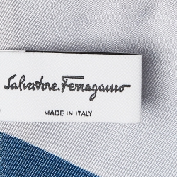 Pre Owned Salvatore Ferragamo Blue Printed Silk Scarf 