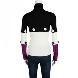 Salvatore Ferragamo Fall'16 Colorblock Button Detail Ribbed Wool Sweater XS