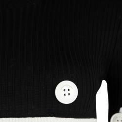Salvatore Ferragamo Fall'16 Colorblock Button Detail Ribbed Wool Sweater XS
