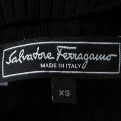 Salvatore Ferragamo Fall'16 Colorblock Button Detail Ribbed Wool Sweater XS