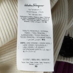 Salvatore Ferragamo Fall'16 Colorblock Button Detail Ribbed Wool Sweater XS