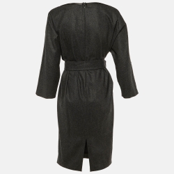 Pre Owned Gianfranco Ferré Charcoal Grey Wool Midi Dress M