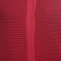 Pre Owned Salvatore Ferragamo Red Wool Chunky Rib Knit Dress Cardigan L