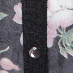 Pre Owned Salvatore Ferragamo Charcoal Grey Knit and Floral Printed Silk Cardigan XL