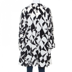 Salvatore Ferragamo Monochrome Shoe Printed Silk Oversized Shirt L