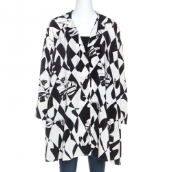Salvatore Ferragamo Monochrome Shoe Printed Silk Oversized Shirt L