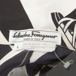 Salvatore Ferragamo Monochrome Shoe Printed Silk Oversized Shirt L