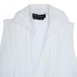 Pre Owned Salvatore Ferragamo White Cotton Dress L