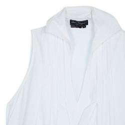 Pre Owned Salvatore Ferragamo White Cotton Dress L