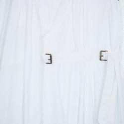 Pre Owned Salvatore Ferragamo White Cotton Dress L