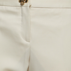 Pre Owned Salvatore Ferragamo Off White Wool Buckle Detail Trousers M