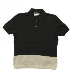 Salvatore Ferragamo Black Color Block Knit Top M