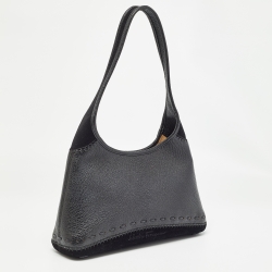 Salvatore Ferragamo Black Leather and Suede Hobo