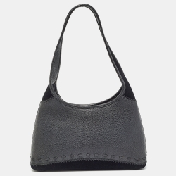 Salvatore Ferragamo Black Leather and Suede Hobo