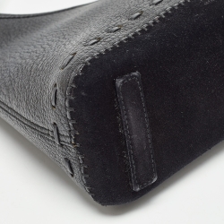 Salvatore Ferragamo Black Leather and Suede Hobo
