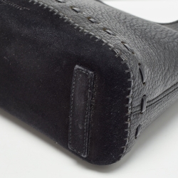 Salvatore Ferragamo Black Leather and Suede Hobo