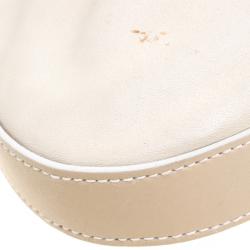 Pre Owned Salvatore Ferragamo Off White Leather Beaded Chain Shoulder Bag