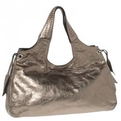 Pre Owned حقيبة يد سالفاتوري فيراغامو جلد رصاصية ميتالك