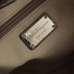 Pre Owned حقيبة يد سالفاتوري فيراغامو جلد رصاصية ميتالك