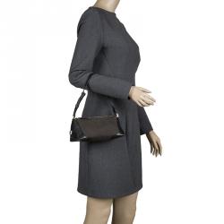 Salvatore Ferragamo Black Canvas and Leather Cosmetic Pouch