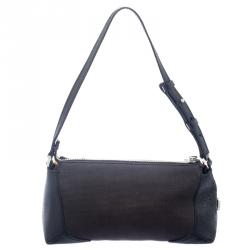 Salvatore Ferragamo Black Canvas and Leather Cosmetic Pouch