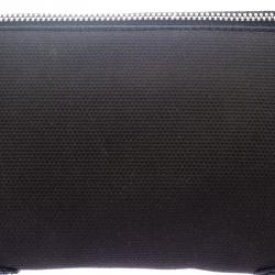 Salvatore Ferragamo Black Canvas and Leather Cosmetic Pouch