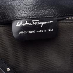 Salvatore Ferragamo Black Canvas and Leather Cosmetic Pouch