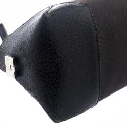 Salvatore Ferragamo Black Canvas and Leather Cosmetic Pouch