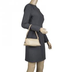 Pre Owned Salvatore Ferragamo Beige Canvas and Leather Cosmetic Pouch