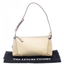 Pre Owned Salvatore Ferragamo Beige Canvas and Leather Cosmetic Pouch