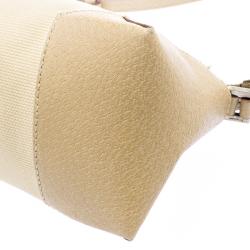 Pre Owned Salvatore Ferragamo Beige Canvas and Leather Cosmetic Pouch