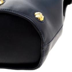 Pre Owned Salvatore Ferragamo Black Leather Vintage Studded Top Handle Bag