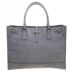 Pre Owned حقيبة يد سالفاتوري فيراغامو برينانا كبيرة جلد رمادية