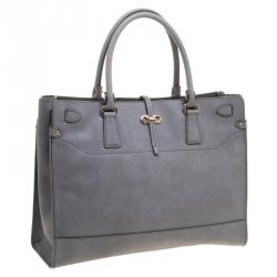 Pre Owned حقيبة يد سالفاتوري فيراغامو برينانا كبيرة جلد رمادية