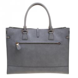 Pre Owned حقيبة يد سالفاتوري فيراغامو برينانا كبيرة جلد رمادية