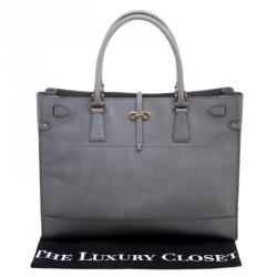 Pre Owned حقيبة يد سالفاتوري فيراغامو برينانا كبيرة جلد رمادية