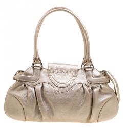 Salvatore Ferragamo Gold Leather Marisa Shoulder Bag