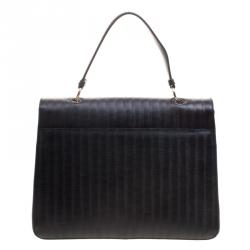 Pre Owned حقيبة سالفاتوري فيراغامو جلد أسود منقوش بيد علوية