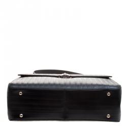 Pre Owned حقيبة سالفاتوري فيراغامو جلد أسود منقوش بيد علوية