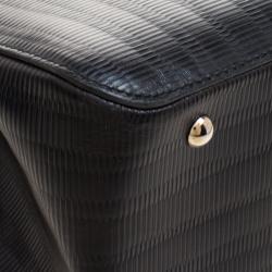 Pre Owned حقيبة سالفاتوري فيراغامو جلد أسود منقوش بيد علوية